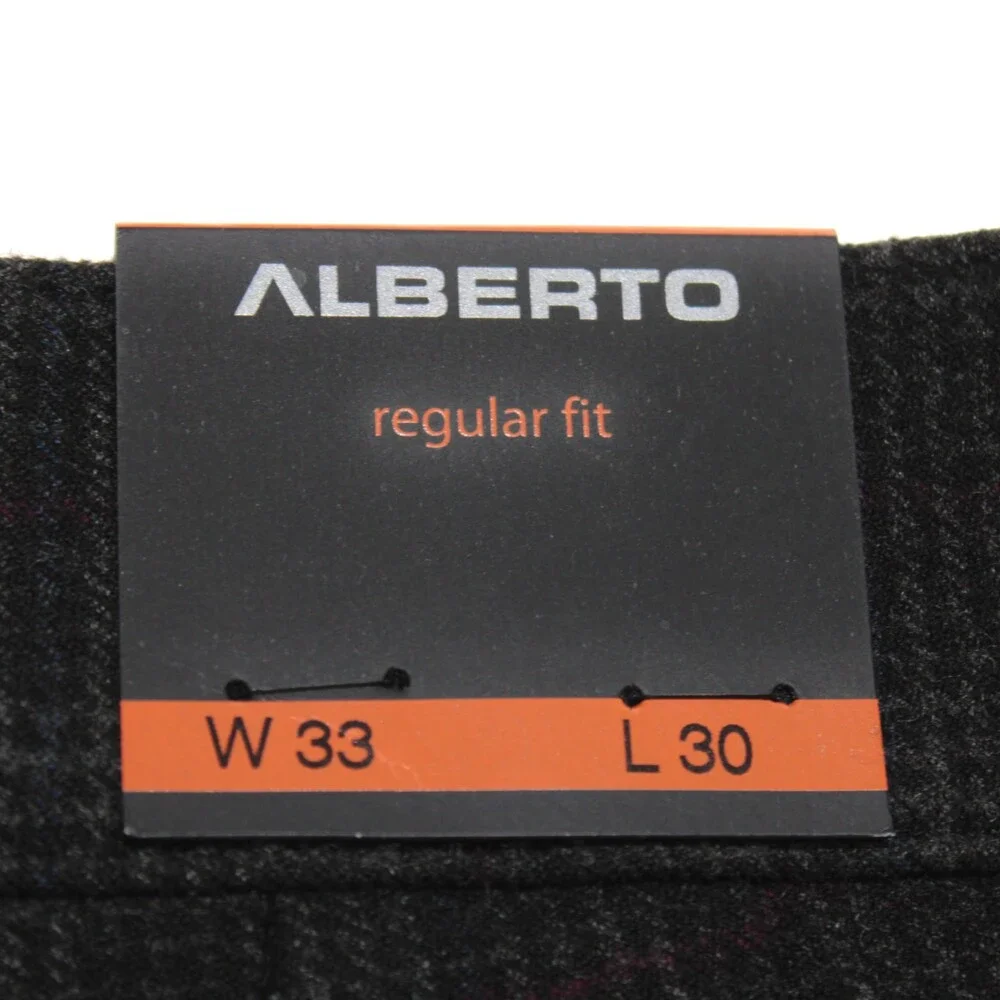 Alberto NWT Pleated Soft Check Chinos / Casual Pants Size 33 US Gray Polyester